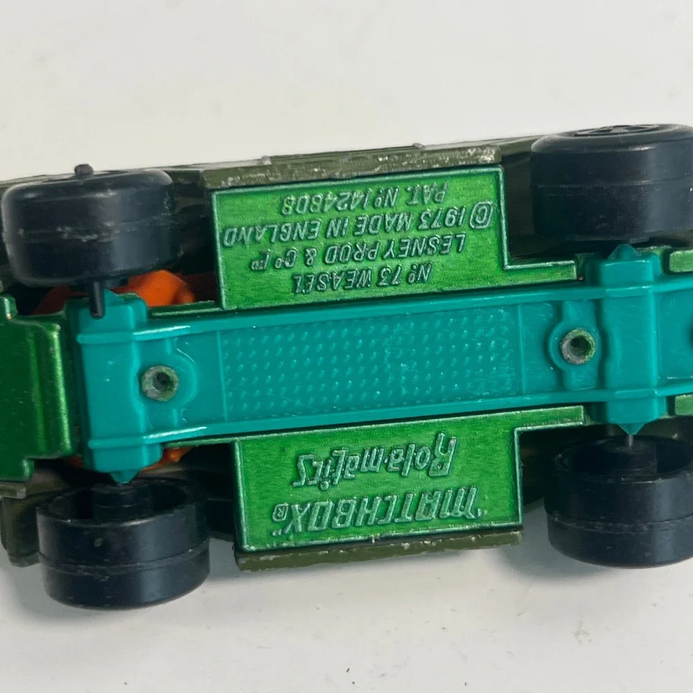 Vintage 1973 Matchbox Rolamatics No 73 Weasel Armored Car Lesney England Green